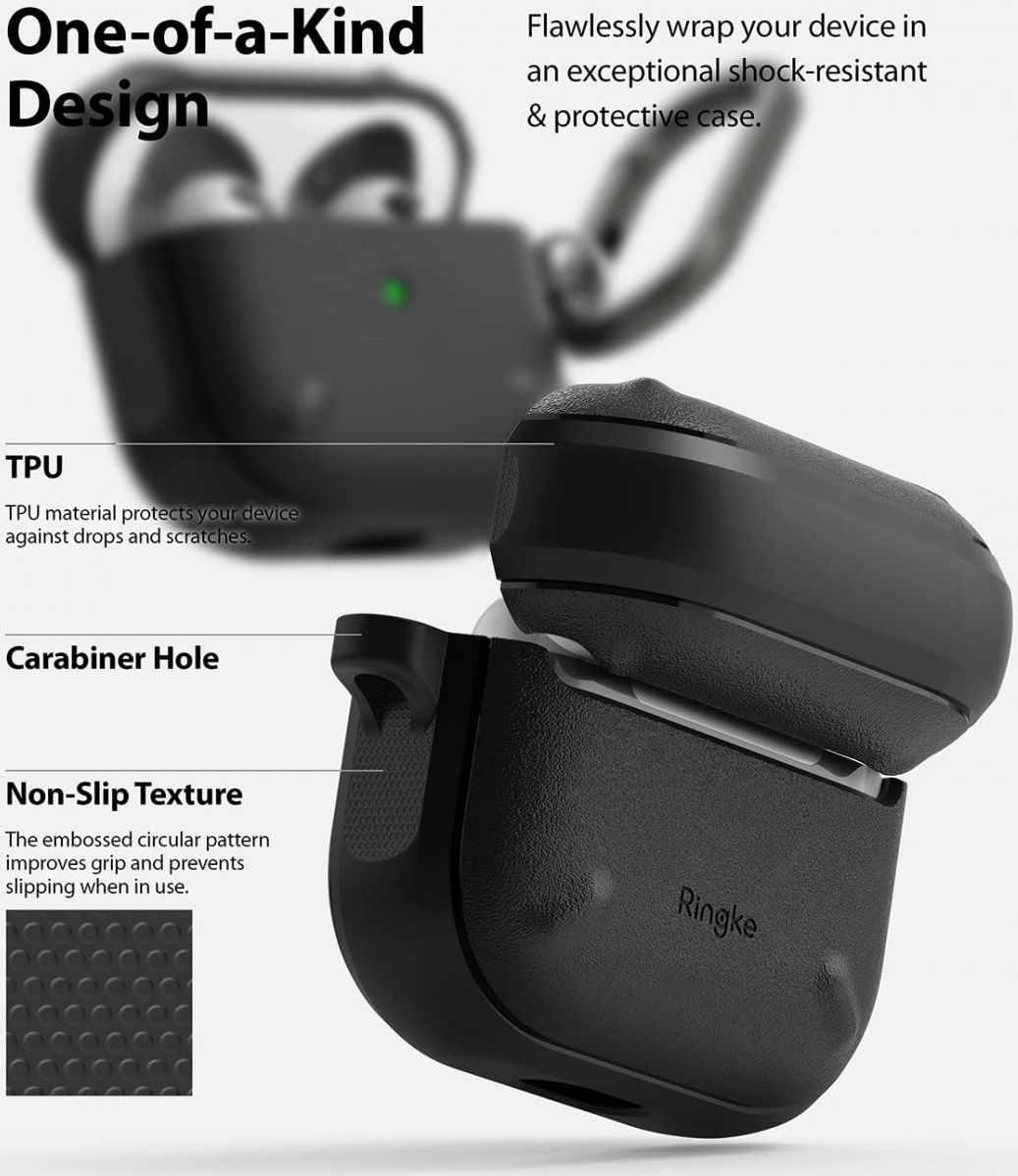 Ringke Onyx Apple AirPods 3 Hoesje Schokbestendig Flexibel TPU Zwart afbeelding 3