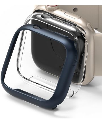 Ringke Slim - Apple Watch 7/8/9 41MM Hoesje - Transparant Blauw (2-Pack) Cases