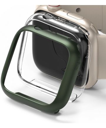 Ringke Slim Apple Watch 7 41MM Hoesje Transparant Groen (2-Pack) Cases