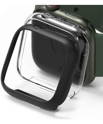 Ringke Slim - Apple Watch 7/8/9 45MM Case -Transparant - Zwart (2-Pack) Cases