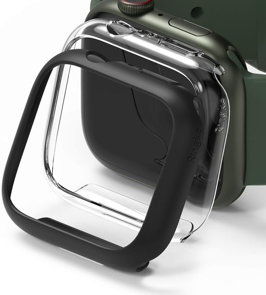 Ringke Slim - Apple Watch 7/8/9 45MM Case -Transparant - Zwart (2-Pack) afbeelding 1