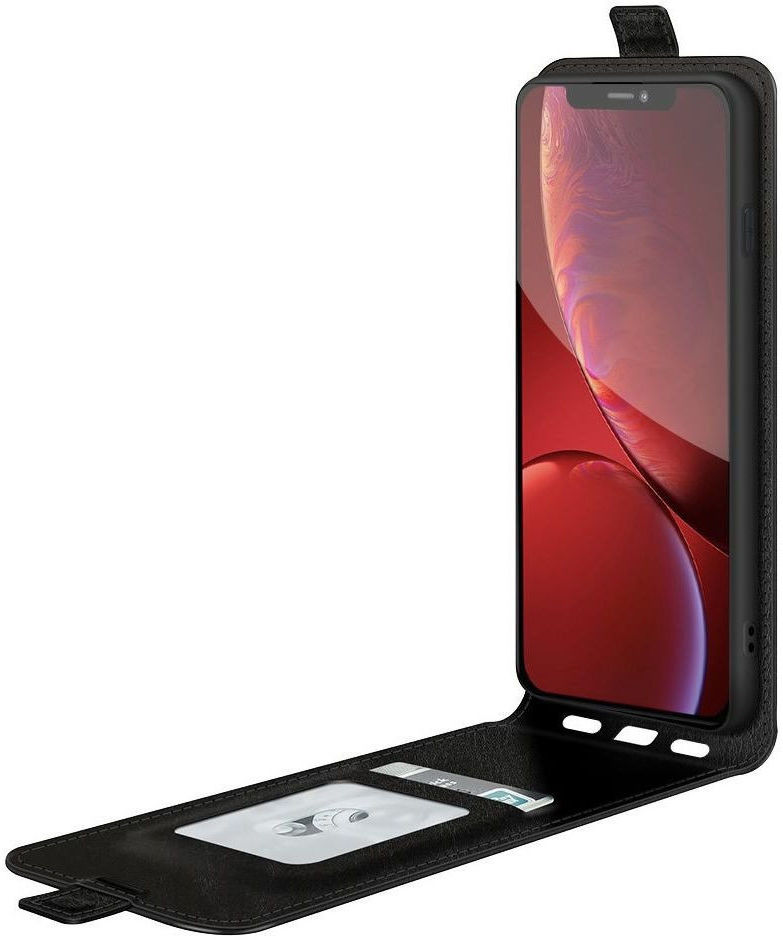 Apple iPhone 13 Hoesje Verticale Flip Wallet Case Kunstleer Zwart afbeelding 1