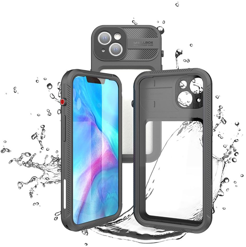 Apple iPhone 13 Hoesje Waterdicht Full Protect Case Transparant/Zwart afbeelding 2