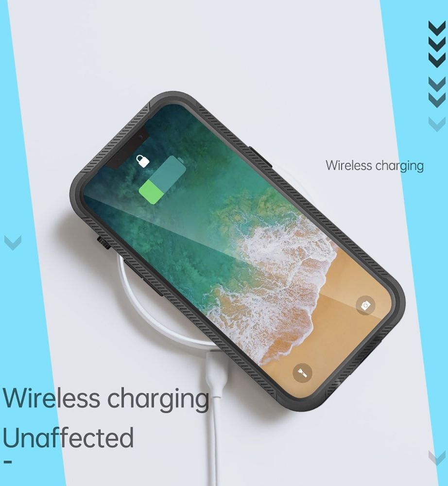 Apple iPhone 13 Hoesje Waterdicht Full Protect Case Transparant/Zwart afbeelding 10