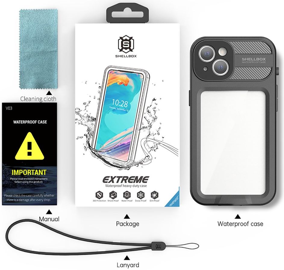 Apple iPhone 13 Hoesje Waterdicht Full Protect Case Transparant/Zwart afbeelding 15