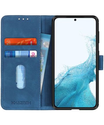 KHAZNEH Samsung Galaxy S22 Hoesje Retro Wallet Book Case Blauw Hoesjes