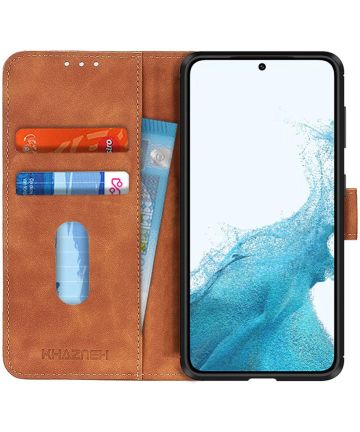 KHAZNEH Samsung Galaxy S22 Hoesje Retro Wallet Book Case Bruin Hoesjes