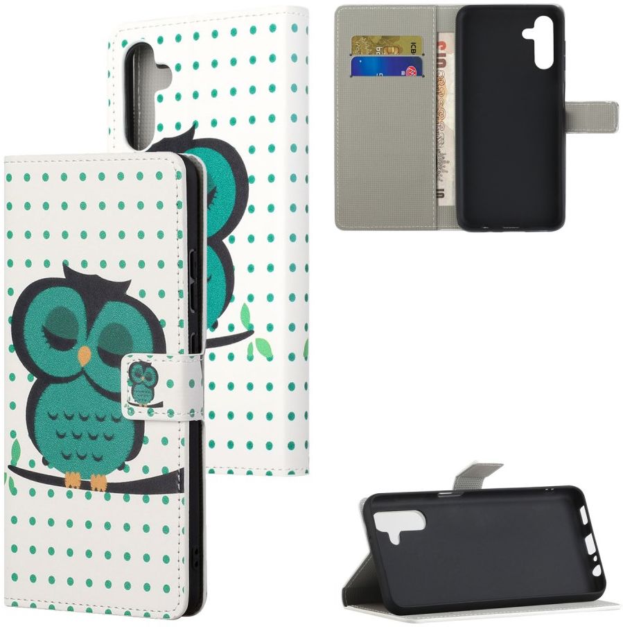 Samsung Galaxy A13 5G / A04s Hoesje Wallet Book Case Uilen Print afbeelding 6