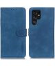 KHAZNEH Samsung Galaxy S22 Ultra Hoesje Retro Wallet Book Case Blauw