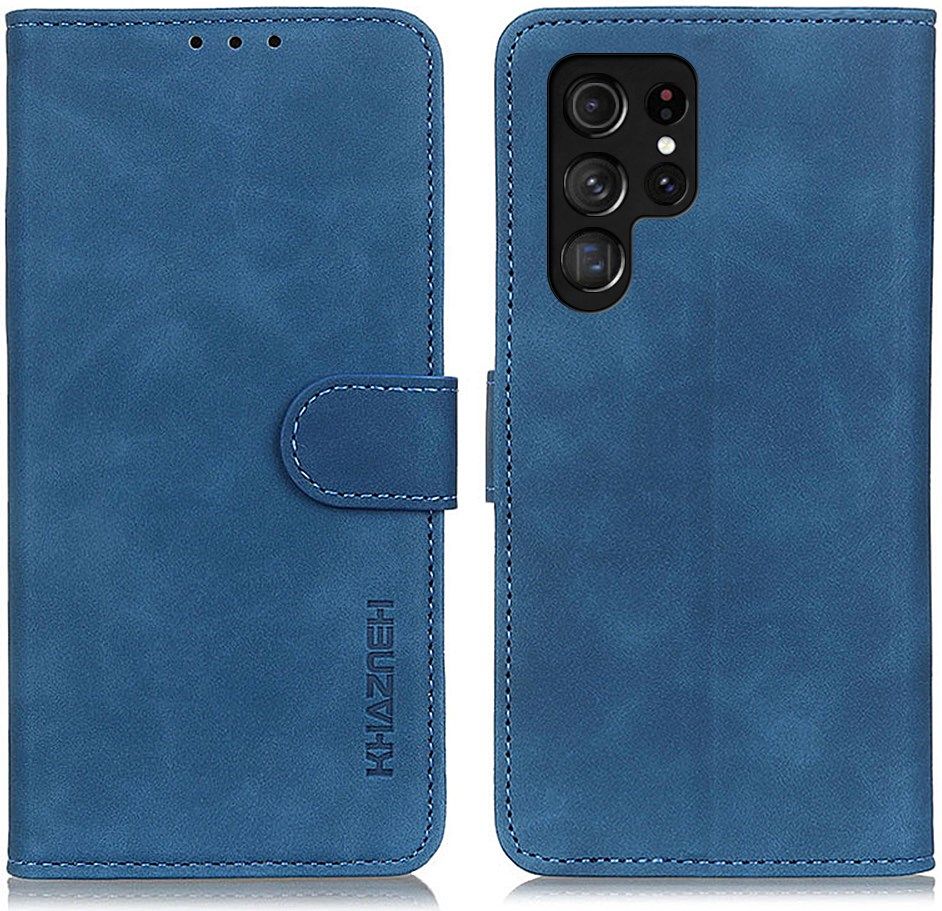 KHAZNEH Samsung Galaxy S22 Ultra Hoesje Retro Wallet Book Case Blauw afbeelding 3