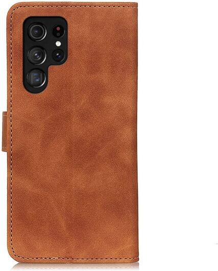 KHAZNEH Samsung Galaxy S22 Ultra Hoesje Retro Wallet Book Case Bruin afbeelding 6