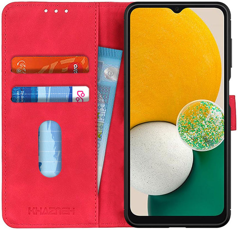 KHAZNEH Samsung Galaxy A13 5G/A04s Hoesje Retro Wallet Book Case Rood afbeelding 1