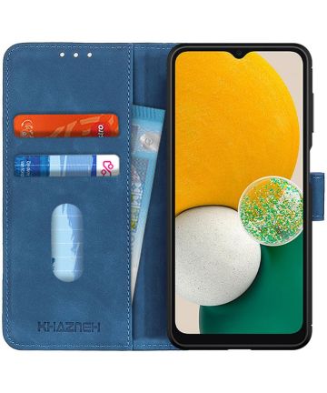 KHAZNEH Samsung Galaxy A13 5G/A04s Hoesje Retro Wallet Book Case Blauw Hoesjes