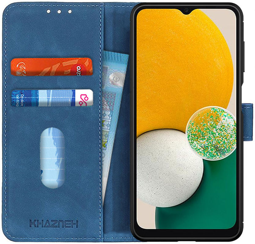 KHAZNEH Samsung Galaxy A13 5G/A04s Hoesje Retro Wallet Book Case Blauw afbeelding 1