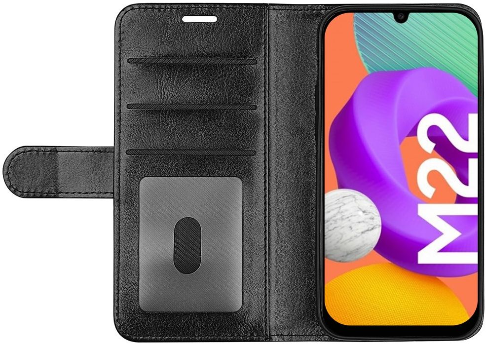 Samsung Galaxy M22 Hoesje Portemonnee Book Case Kunstleer Zwart afbeelding 1