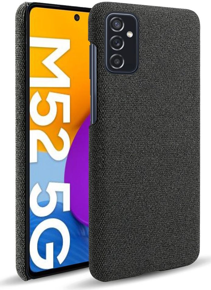Samsung Galaxy M52 Hoesje Hard Plastic met Stoffen Afwerking Zwart afbeelding 1
