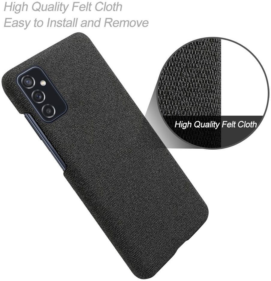 Samsung Galaxy M52 Hoesje Hard Plastic met Stoffen Afwerking Zwart afbeelding 4