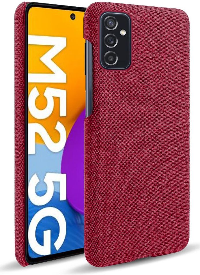 Samsung Galaxy M52 Hoesje Hard Plastic met Stoffen Afwerking Rood afbeelding 1