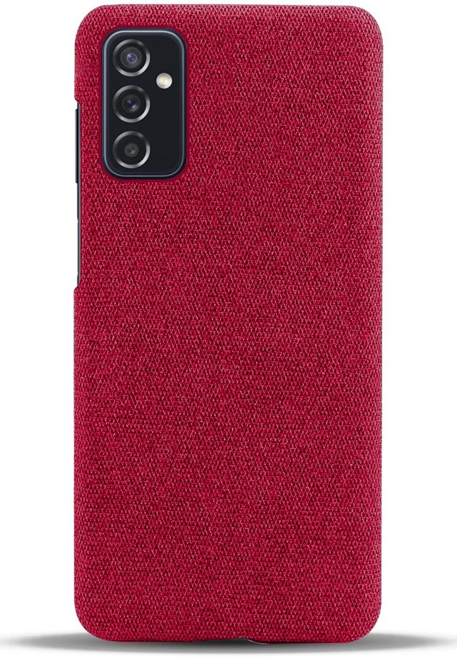 Samsung Galaxy M52 Hoesje Hard Plastic met Stoffen Afwerking Rood afbeelding 3