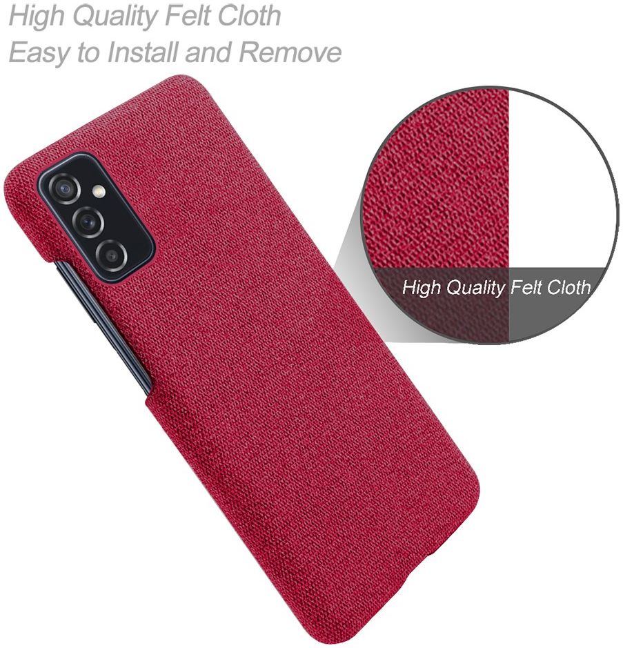 Samsung Galaxy M52 Hoesje Hard Plastic met Stoffen Afwerking Rood afbeelding 4
