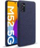 Samsung Galaxy M52 Hoesje Hard Plastic met Stoffen Afwerking Blauw