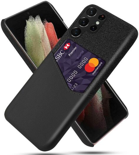 Samsung Galaxy S22 Ultra Hoesje Back Cover met Kaarthouder Zwart afbeelding 1