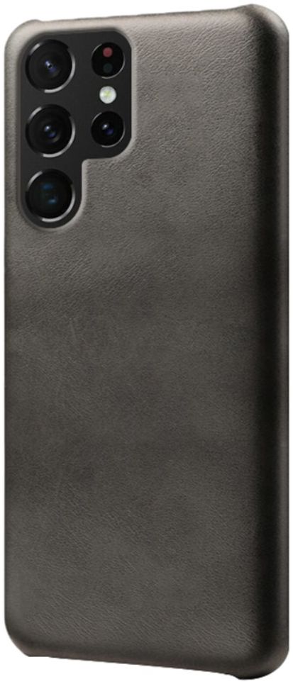 Samsung Galaxy S22 Ultra Hoesje Back Cover met Kunstleer Coating Zwart afbeelding 1