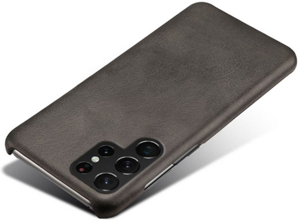 Samsung Galaxy S22 Ultra Hoesje Back Cover met Kunstleer Coating Zwart afbeelding 3