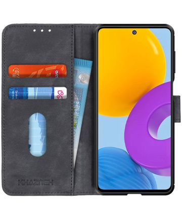 KHAZNEH Samsung Galaxy M52 5G Hoesje Retro Wallet Book Case Zwart Hoesjes