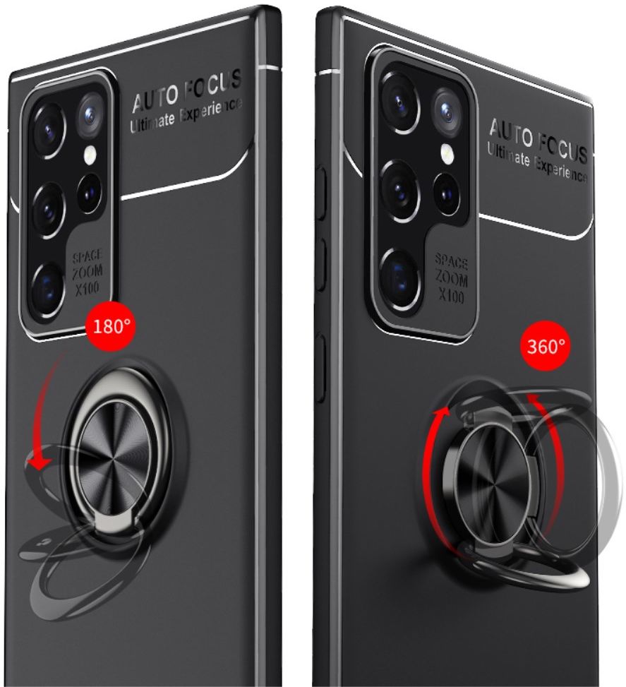 Samsung Galaxy S22 Ultra Hoesje Magnetische Ring Kickstand Blauw afbeelding 5
