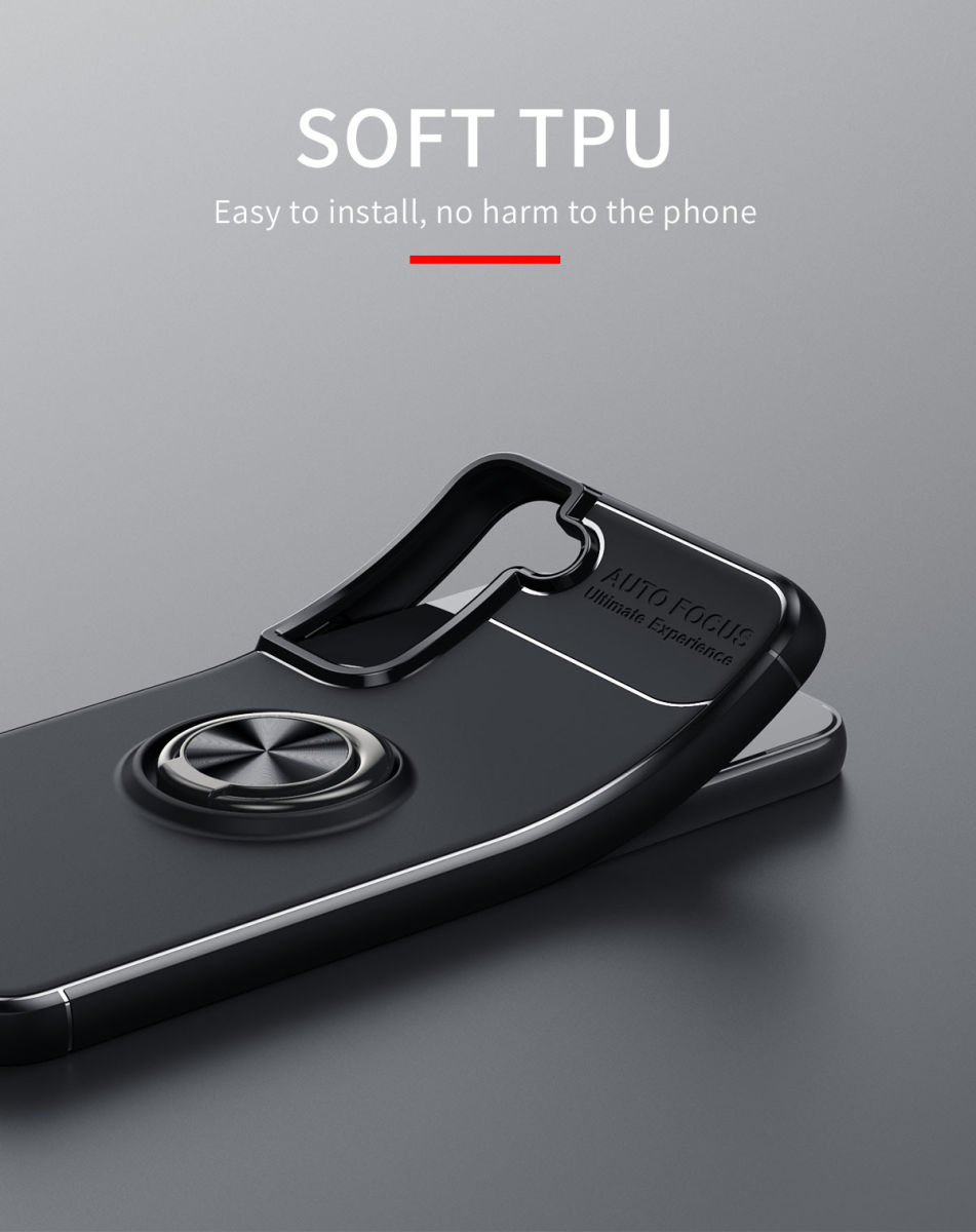 Samsung Galaxy S22 Plus Hoesje Magnetische Ring Kickstand Zwart afbeelding 6