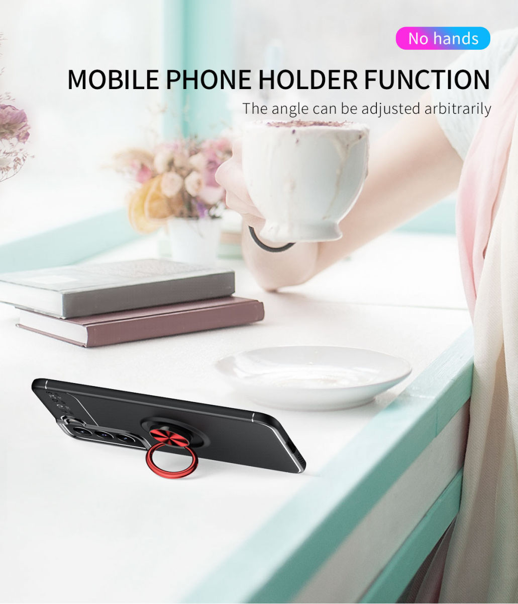 Samsung Galaxy S22 Plus Hoesje Magnetische Ring Kickstand Zwart afbeelding 11
