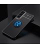 Samsung Galaxy S22 Plus Hoesje Magnetische Ring Kickstand Zwart Blauw
