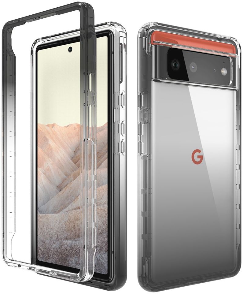 Google Pixel 6 Hoesje Volledig Schokbestendig Cover Transparant Zwart afbeelding 1