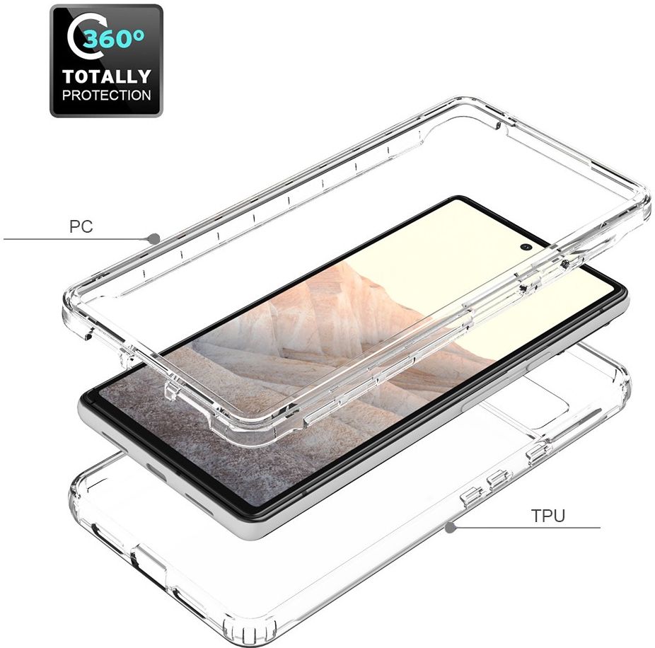 Google Pixel 6 Hoesje Volledig Schokbestendig Cover Transparant Zwart afbeelding 9