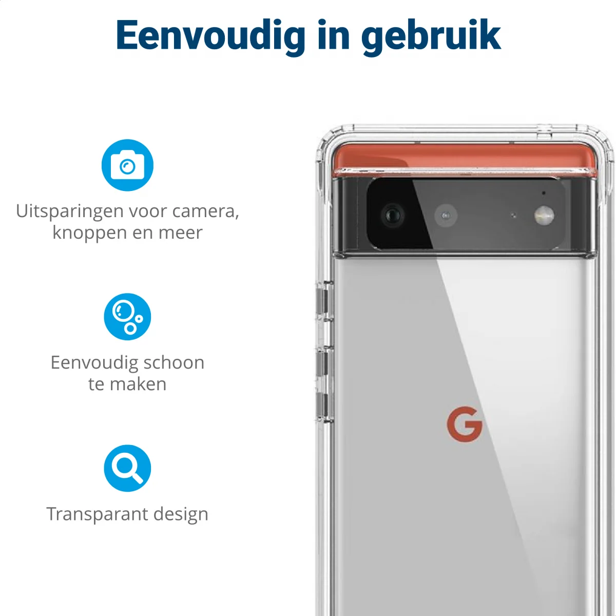 Google Pixel 6 Hoesje Volledig Schokbestendig Cover Transparant Zwart afbeelding 5