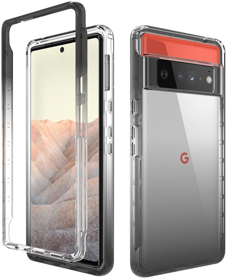 Google Pixel 6 Pro Hoesje Volledig Schokbestendig Cover Zwart Clear afbeelding 1