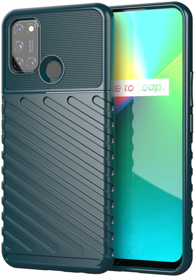 Realme 7i Hoesje Twill Thunder TPU Back Cover Groen afbeelding 1