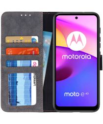 KHAZNEH Motorola Moto E20 / E40 Hoesje Portemonnee Book Case Zwart