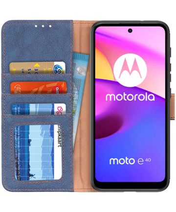 KHAZNEH Motorola Moto E20 / E40 Hoesje Portemonnee Book Case Blauw Hoesjes