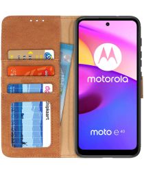 KHAZNEH Motorola Moto E20 / E40 Hoesje Portemonnee Book Case Bruin