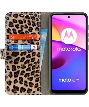 Motorola Moto E20/E30/E40 Hoesje Portemonnee Book Case Luipaard Print Hoesjes