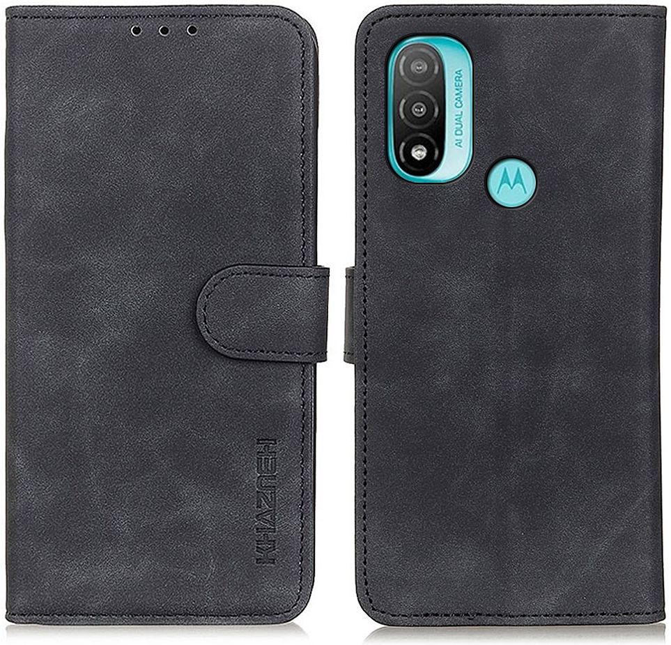 KHAZNEH Motorola Moto E20 / E30 / E40 Vintage Wallet Book Case Zwart afbeelding 2