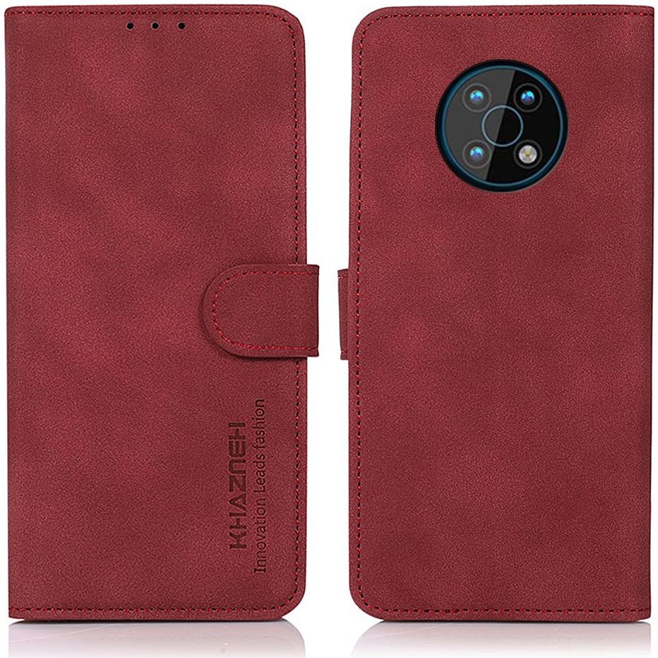 KHAZNEH Nokia G50 Hoesje Retro Wallet Book Case Kunstleer Rood afbeelding 3