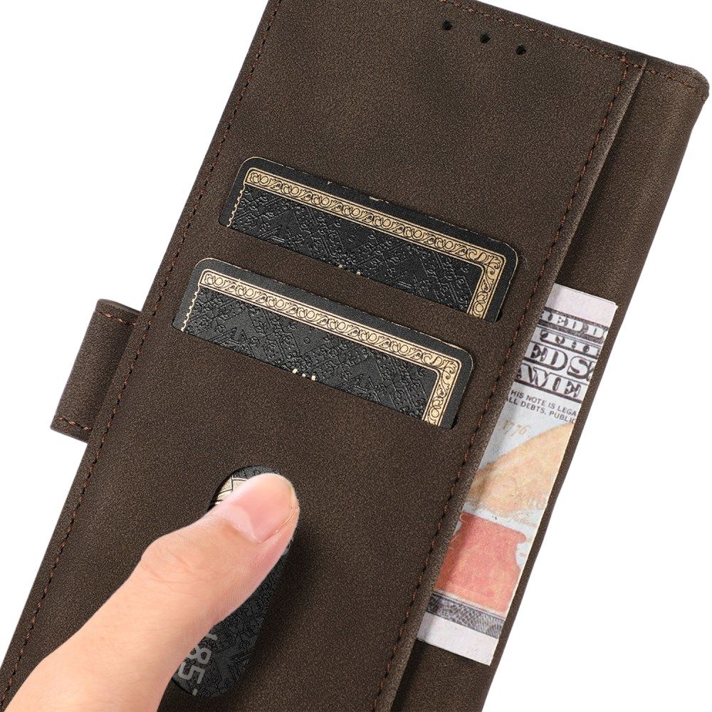 KHAZNEH Nokia G50 Hoesje Retro Wallet Book Case Kunstleer Bruin afbeelding 4