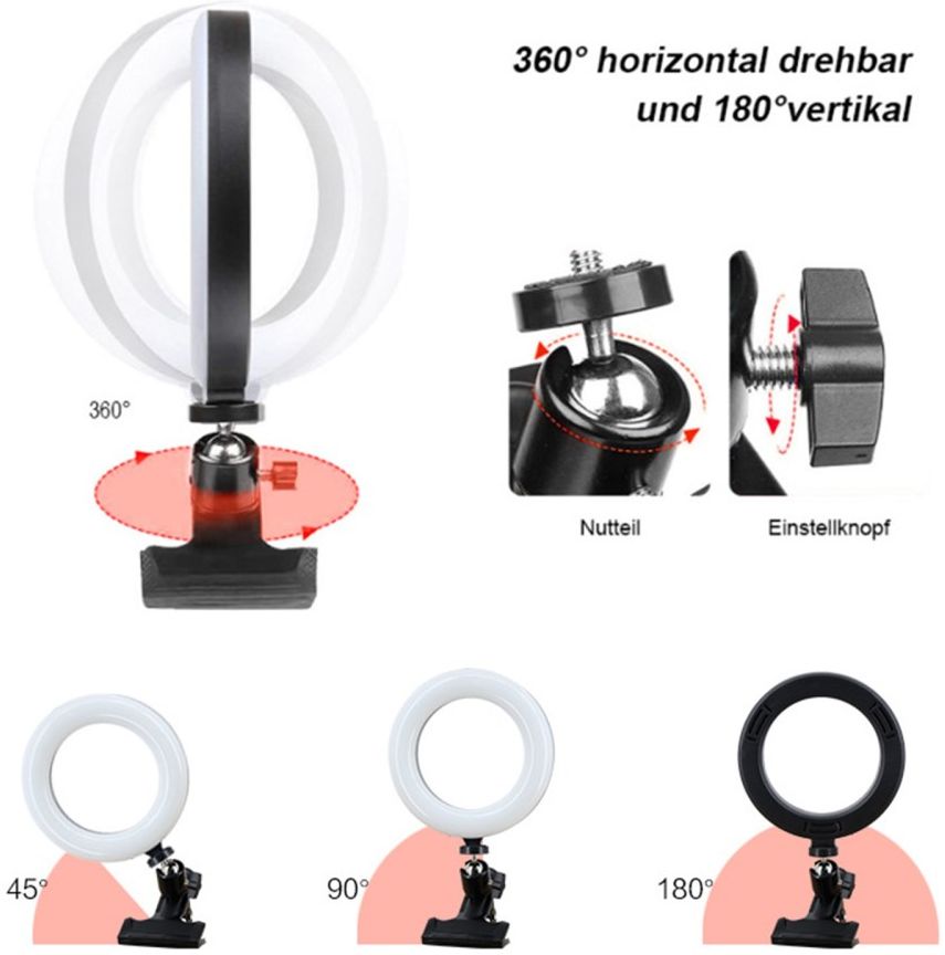 Universele Kleurrijke LED Ringlamp met Klem voor Tiktok of Selfies afbeelding 6