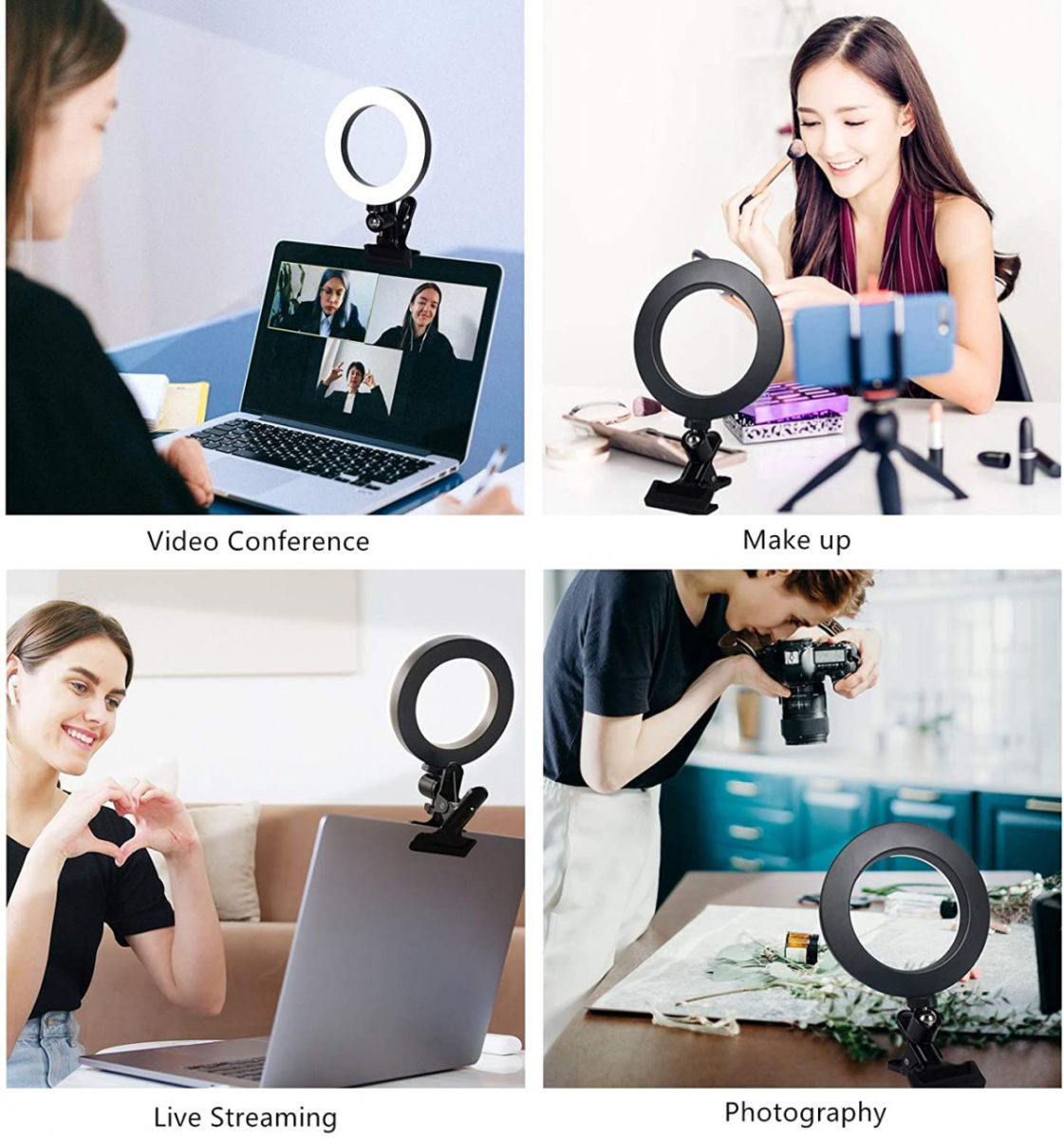 Universele Kleurrijke LED Ringlamp met Klem voor Tiktok of Selfies afbeelding 9