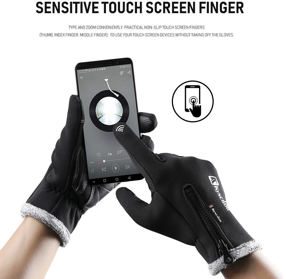 KYNCILOR Winter Handschoenen Touchscreen Wind en Water Proof Zwart M afbeelding 13