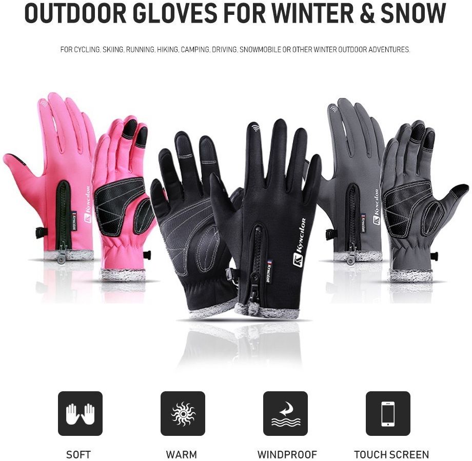 KYNCILOR Winter Handschoenen Touchscreen Wind en Water Proof Zwart M afbeelding 24