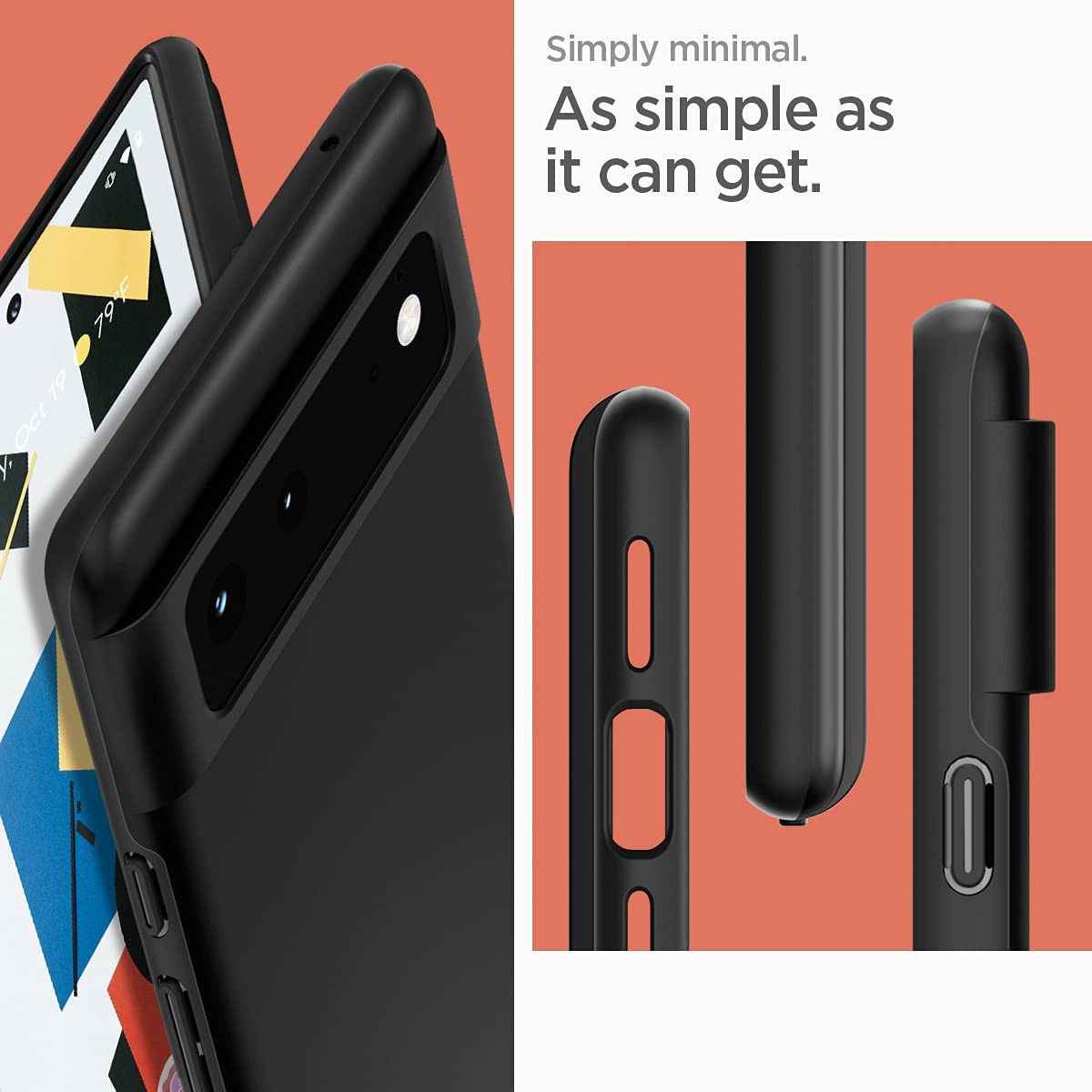 Spigen Thin Fit Google Pixel 6 Hoesje Back Cover Zwart afbeelding 6